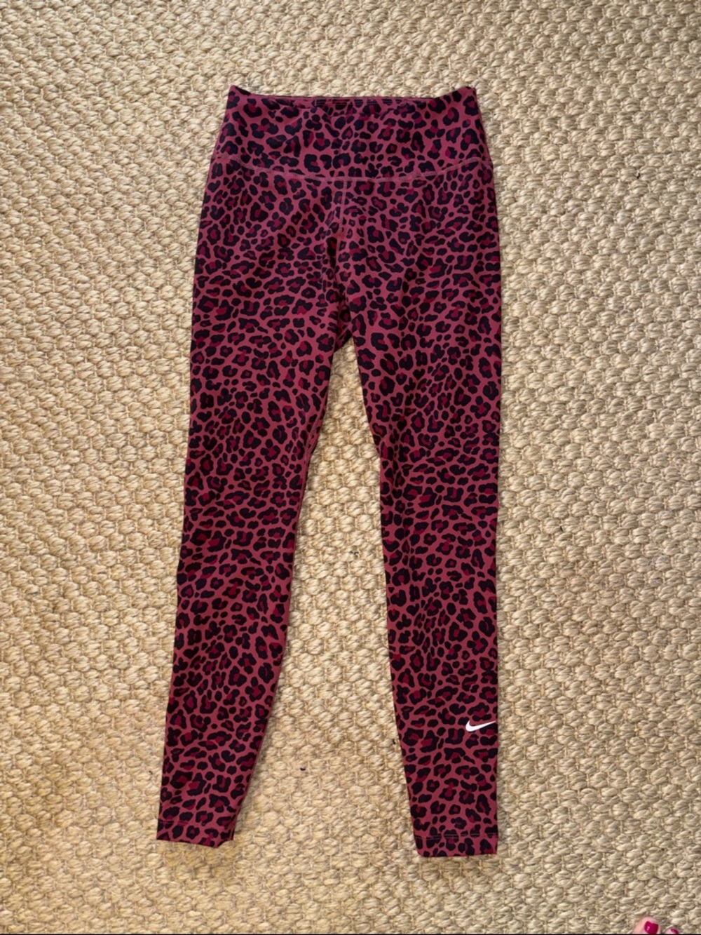 Nike Burgundy and Black Leopard Print Leggings